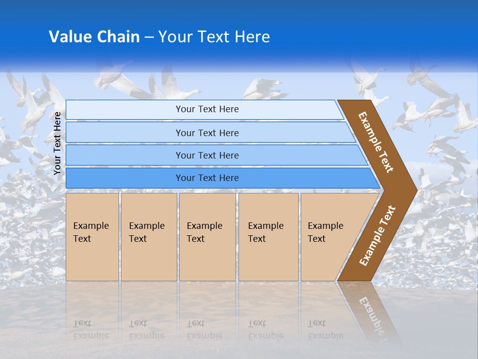 A Large Flock Of Birds Flying Over A Body Of Water PowerPoint Template