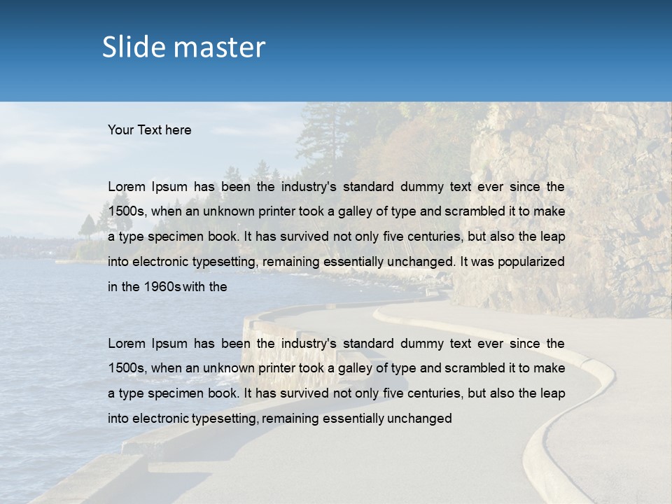 A Paved Road Next To A Body Of Water PowerPoint Template