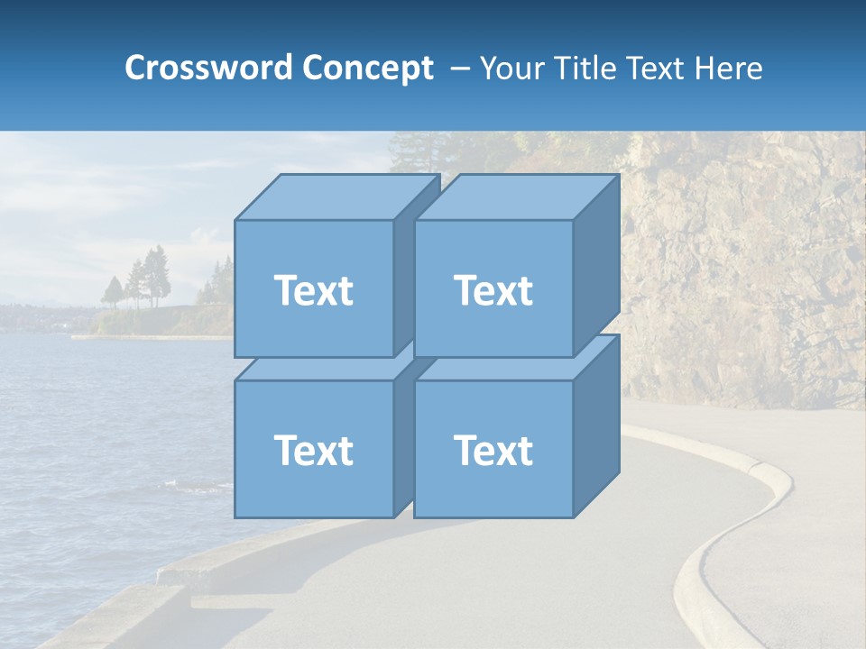 A Paved Road Next To A Body Of Water PowerPoint Template