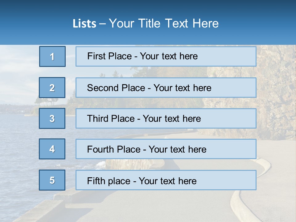 A Paved Road Next To A Body Of Water PowerPoint Template