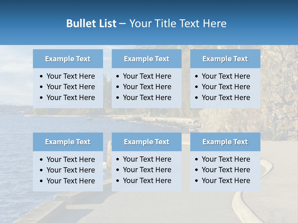 A Paved Road Next To A Body Of Water PowerPoint Template