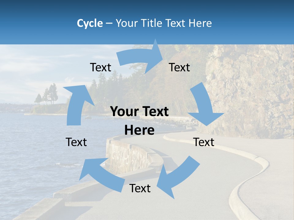 A Paved Road Next To A Body Of Water PowerPoint Template