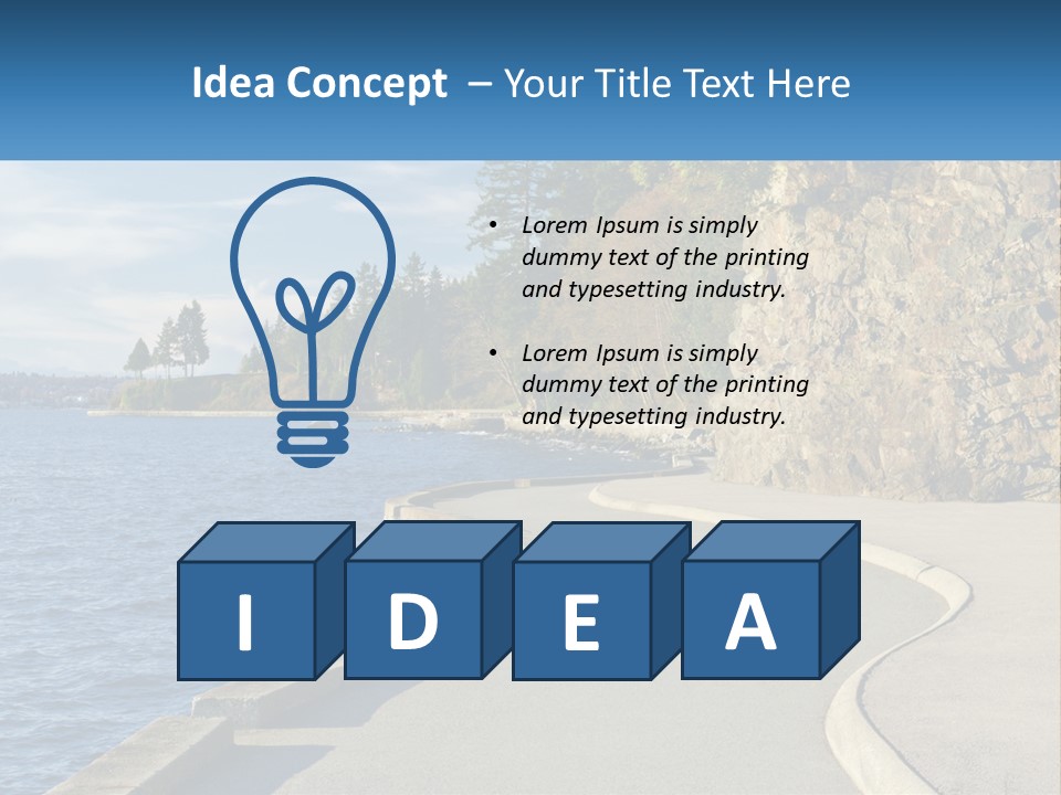 A Paved Road Next To A Body Of Water PowerPoint Template