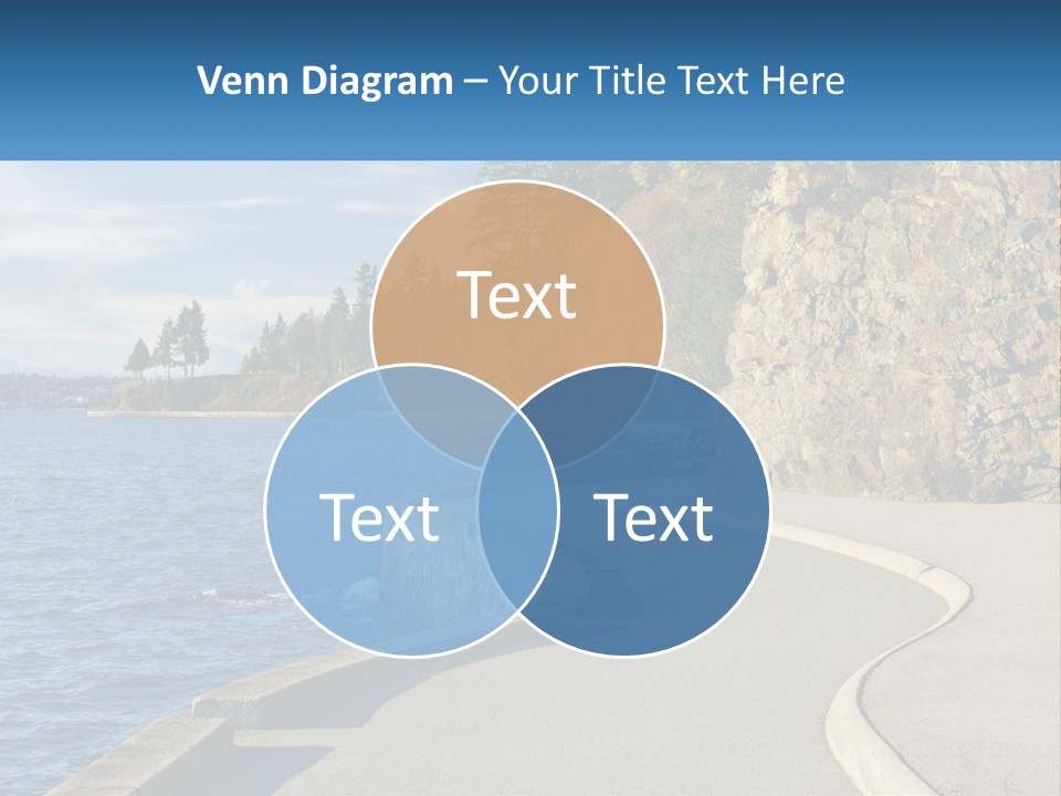 A Paved Road Next To A Body Of Water PowerPoint Template