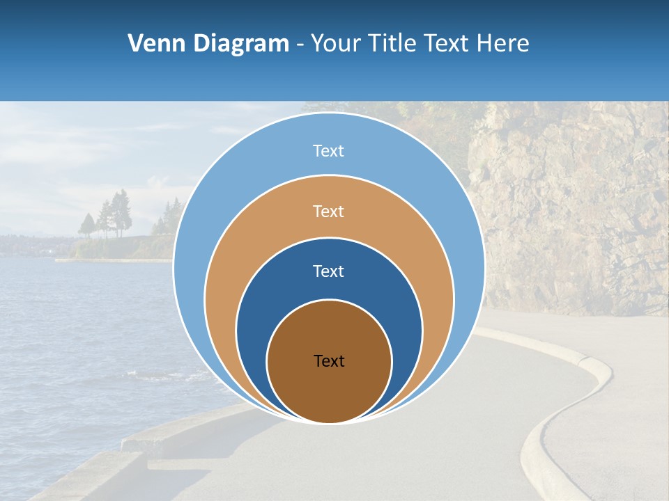 A Paved Road Next To A Body Of Water PowerPoint Template