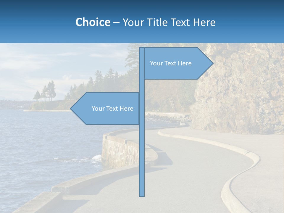 A Paved Road Next To A Body Of Water PowerPoint Template