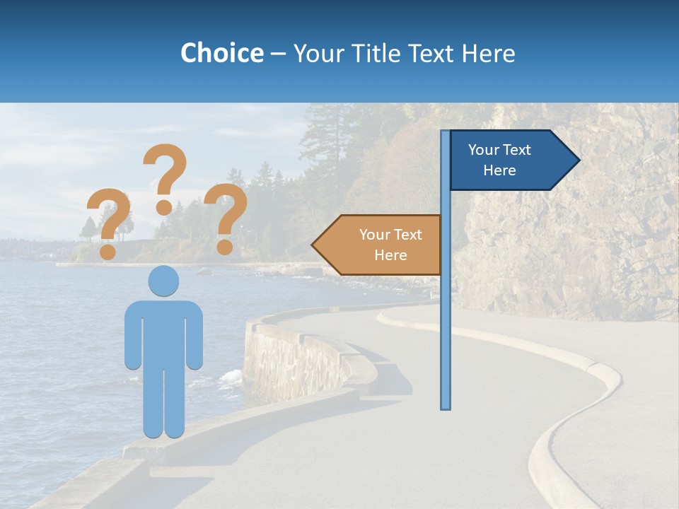 A Paved Road Next To A Body Of Water PowerPoint Template