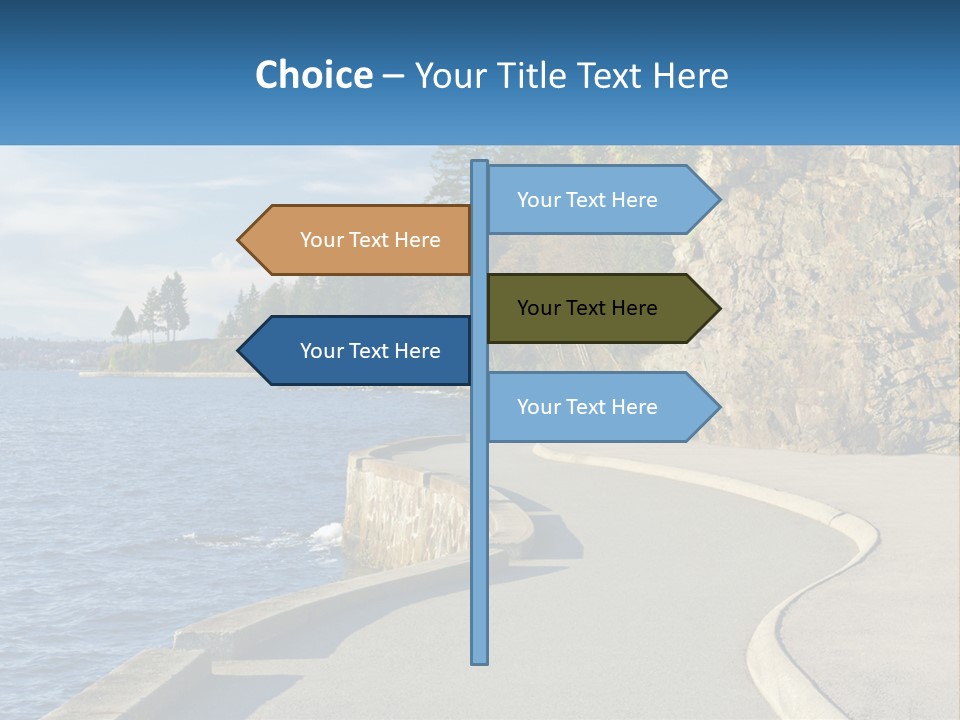 A Paved Road Next To A Body Of Water PowerPoint Template