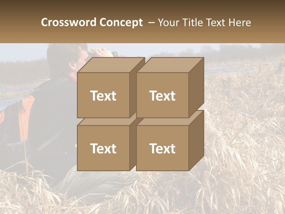A Man Sitting In A Field Looking Through Binoculars PowerPoint Template