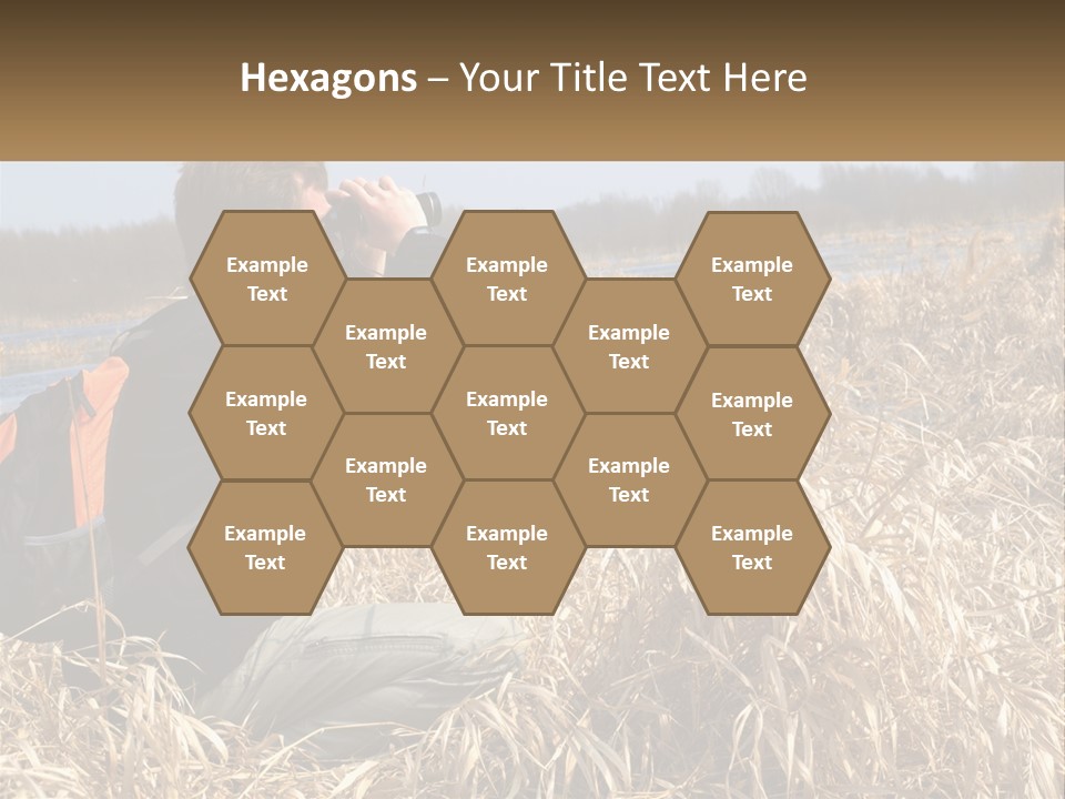 A Man Sitting In A Field Looking Through Binoculars PowerPoint Template