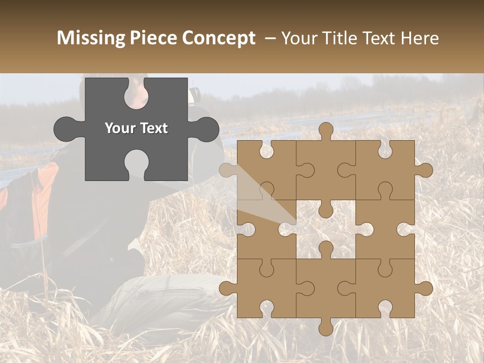 A Man Sitting In A Field Looking Through Binoculars PowerPoint Template