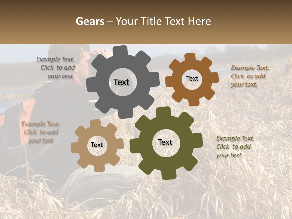 A Man Sitting In A Field Looking Through Binoculars PowerPoint Template