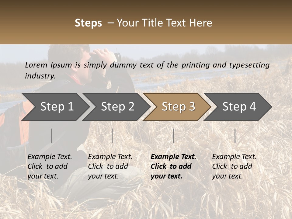 A Man Sitting In A Field Looking Through Binoculars PowerPoint Template