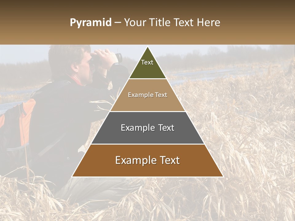 A Man Sitting In A Field Looking Through Binoculars PowerPoint Template
