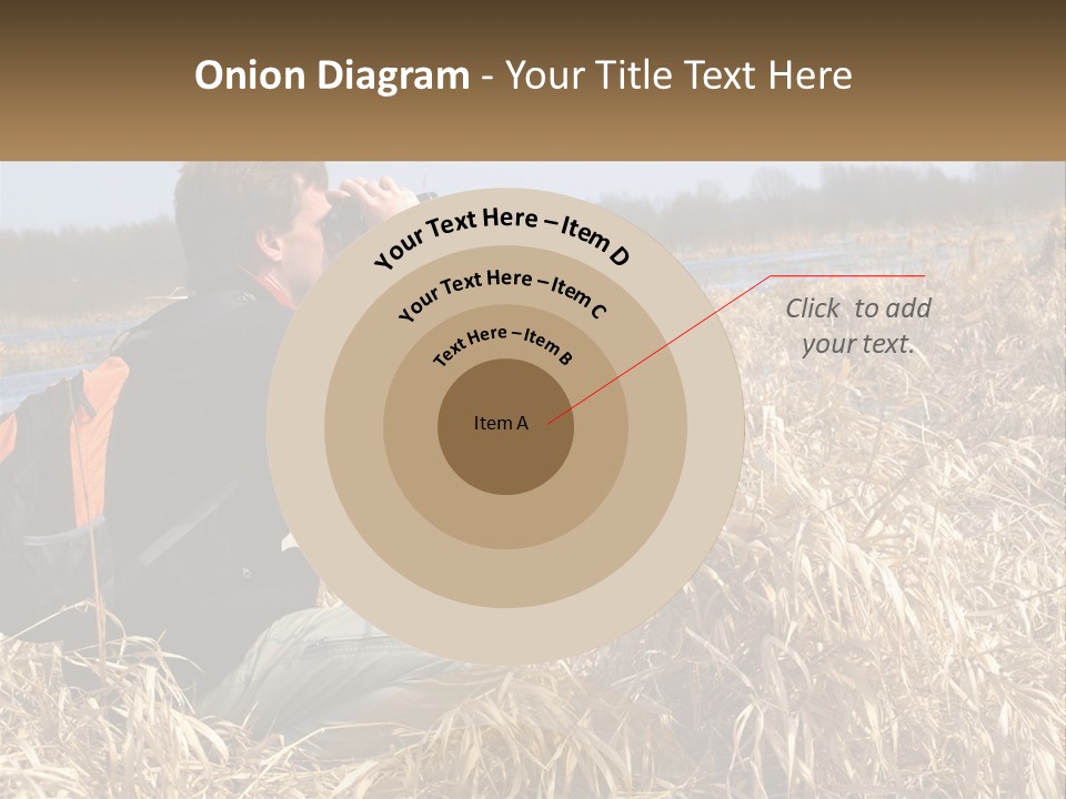 A Man Sitting In A Field Looking Through Binoculars PowerPoint Template