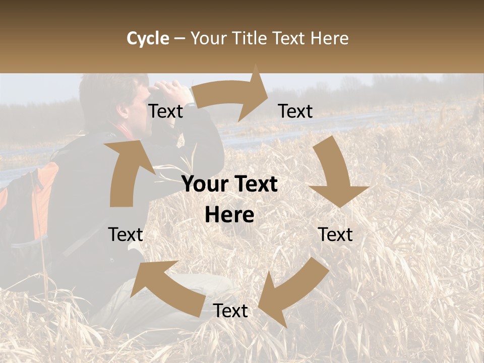 A Man Sitting In A Field Looking Through Binoculars PowerPoint Template