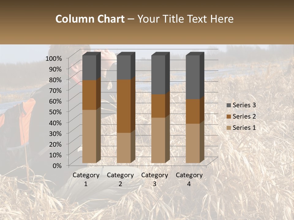 A Man Sitting In A Field Looking Through Binoculars PowerPoint Template