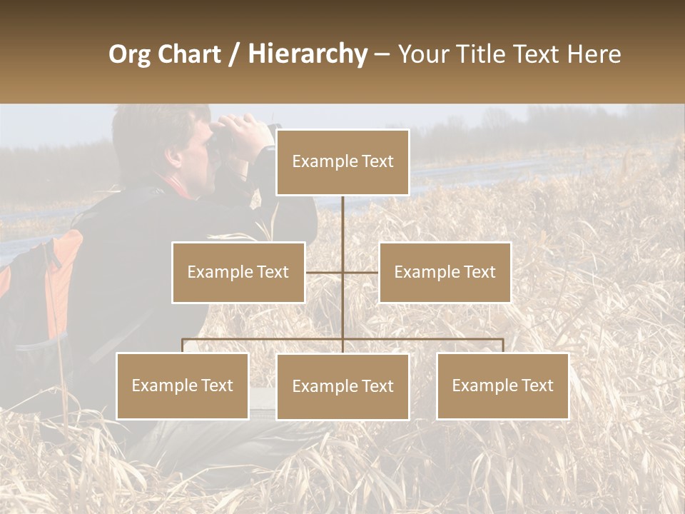 A Man Sitting In A Field Looking Through Binoculars PowerPoint Template