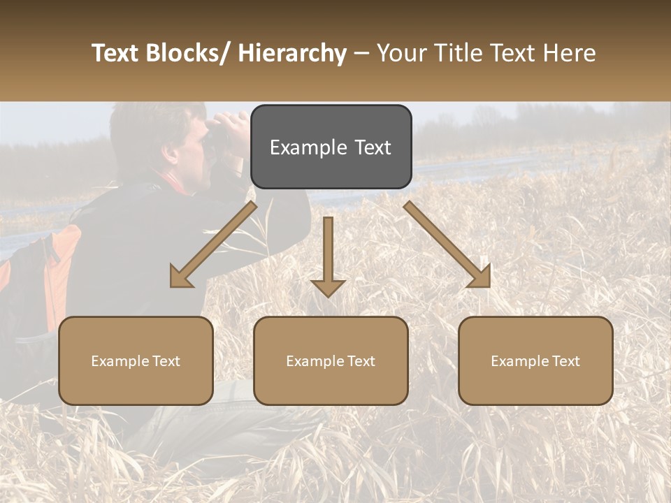 A Man Sitting In A Field Looking Through Binoculars PowerPoint Template