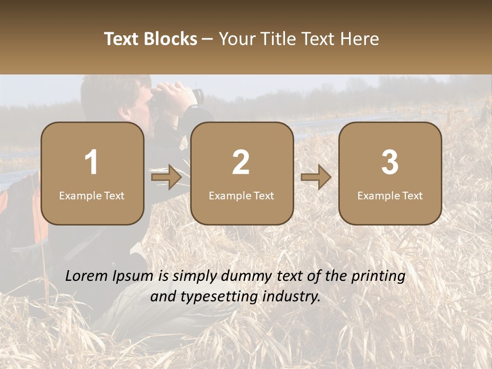 A Man Sitting In A Field Looking Through Binoculars PowerPoint Template