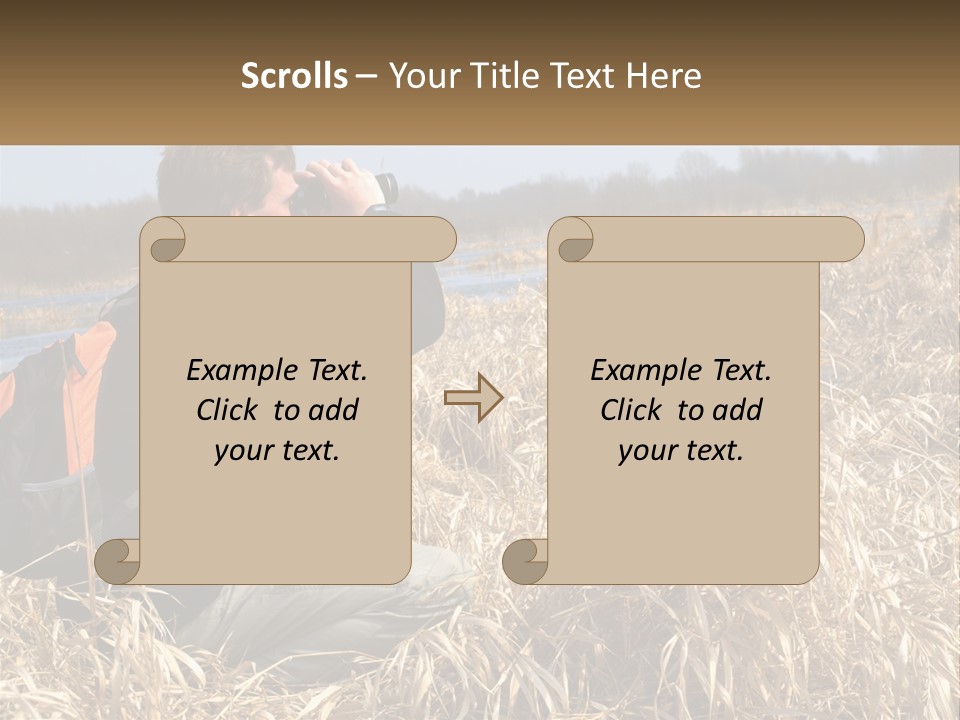 A Man Sitting In A Field Looking Through Binoculars PowerPoint Template
