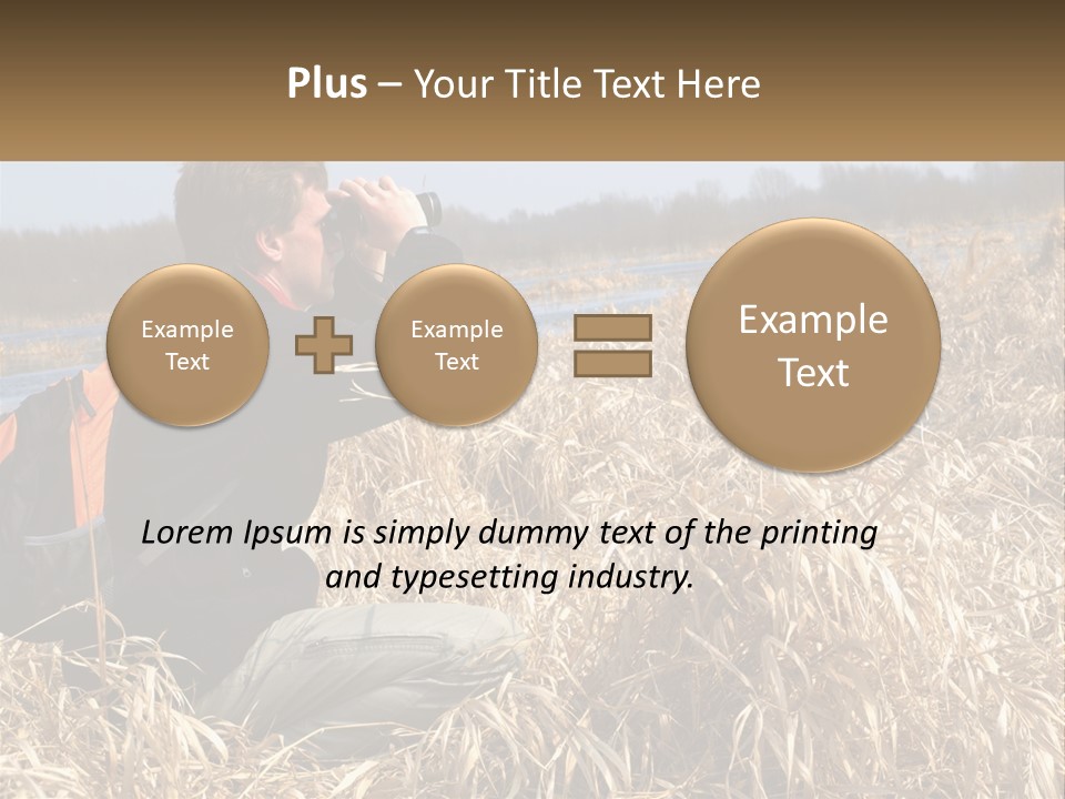 A Man Sitting In A Field Looking Through Binoculars PowerPoint Template