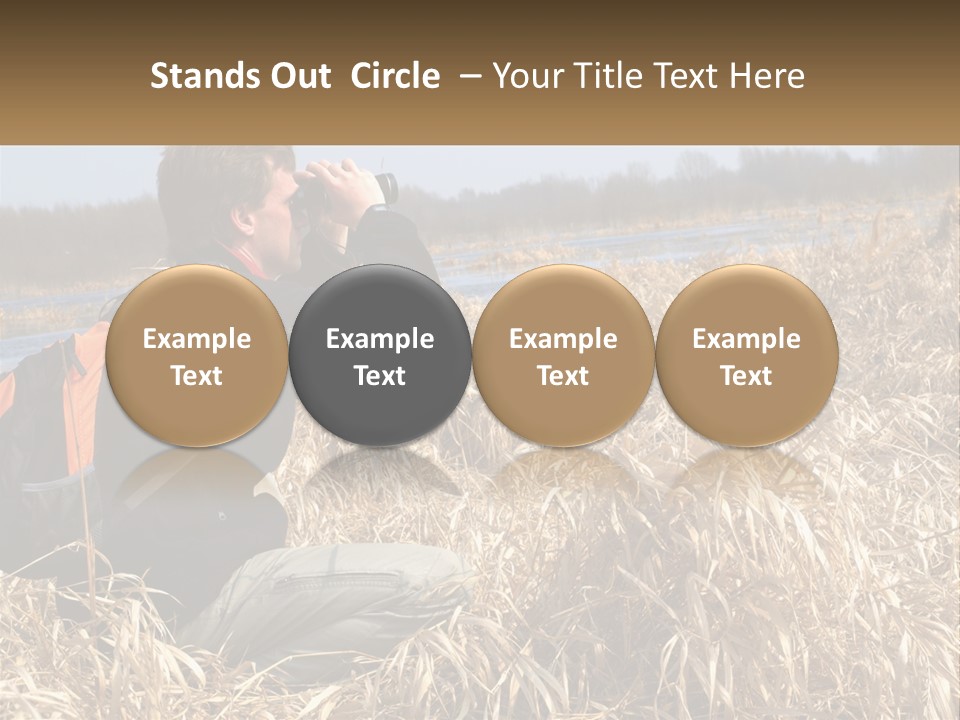 A Man Sitting In A Field Looking Through Binoculars PowerPoint Template