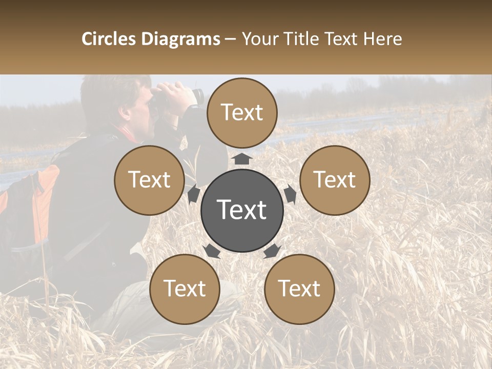 A Man Sitting In A Field Looking Through Binoculars PowerPoint Template