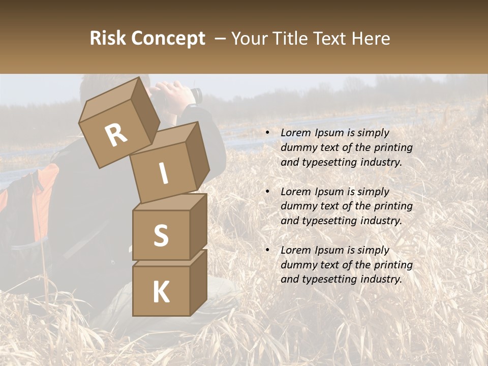 A Man Sitting In A Field Looking Through Binoculars PowerPoint Template