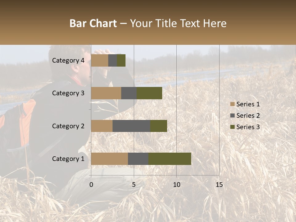A Man Sitting In A Field Looking Through Binoculars PowerPoint Template