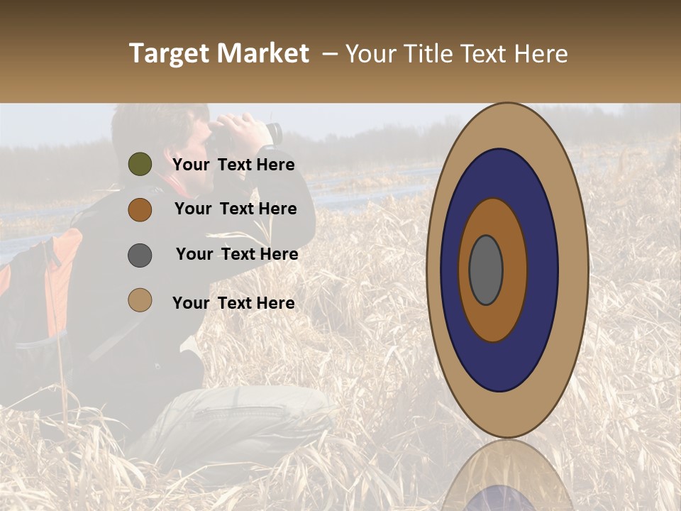 A Man Sitting In A Field Looking Through Binoculars PowerPoint Template