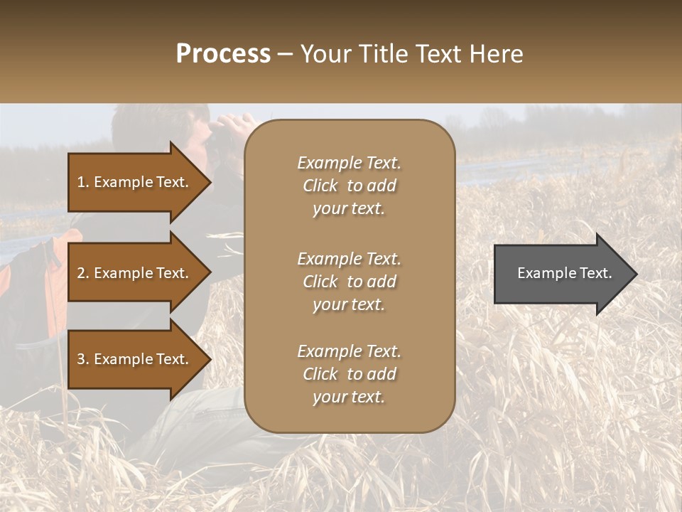A Man Sitting In A Field Looking Through Binoculars PowerPoint Template