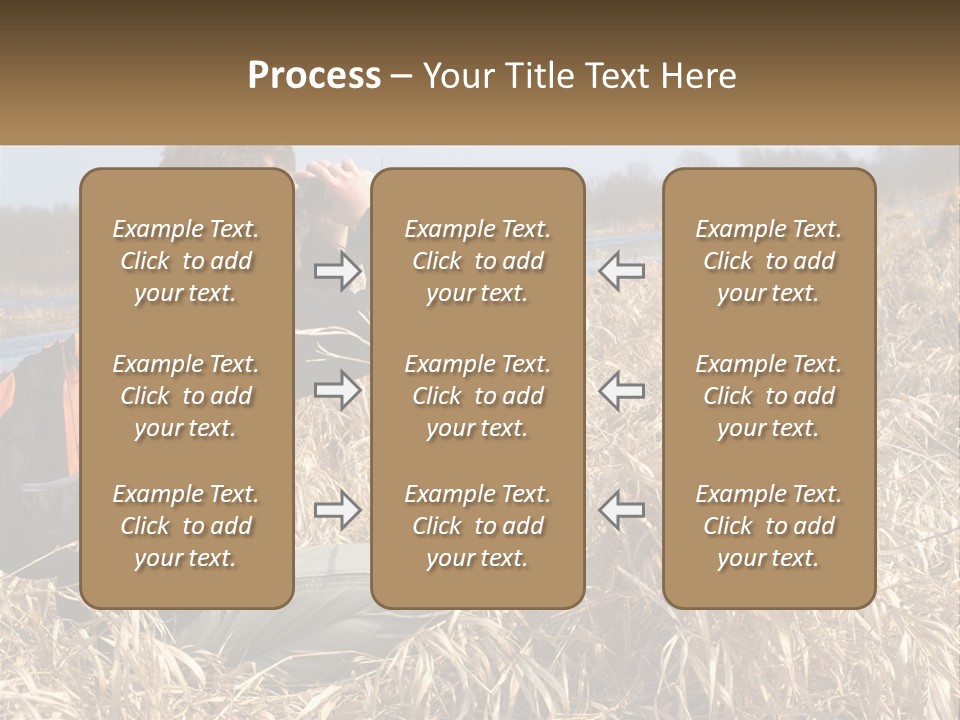 A Man Sitting In A Field Looking Through Binoculars PowerPoint Template