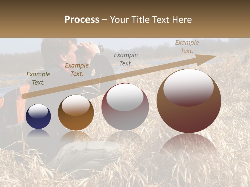 A Man Sitting In A Field Looking Through Binoculars PowerPoint Template