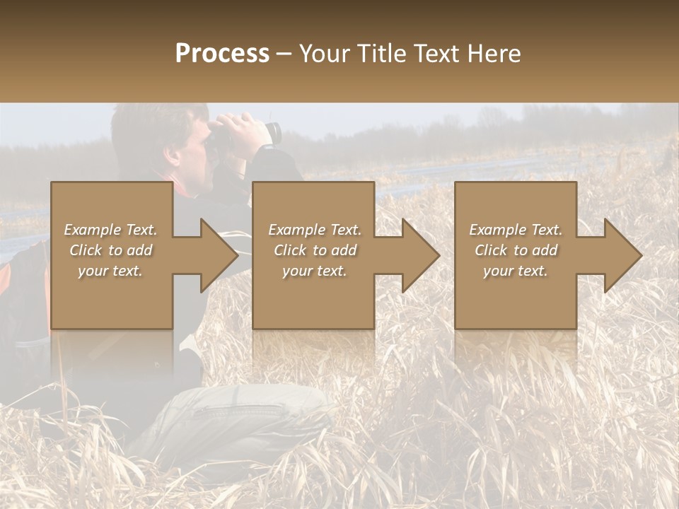 A Man Sitting In A Field Looking Through Binoculars PowerPoint Template