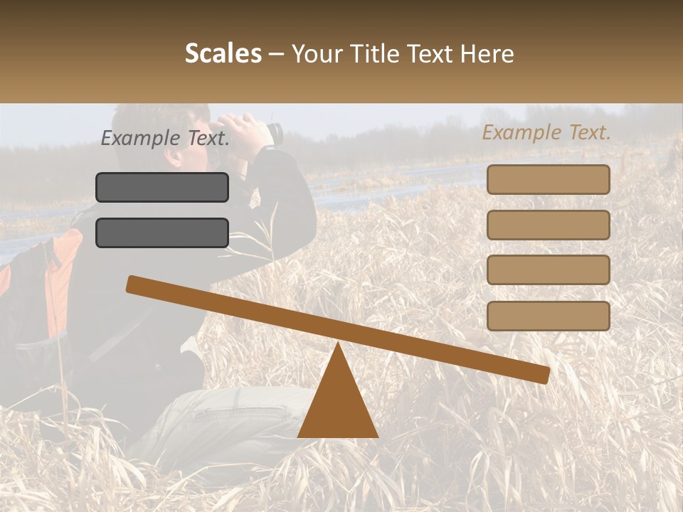 A Man Sitting In A Field Looking Through Binoculars PowerPoint Template