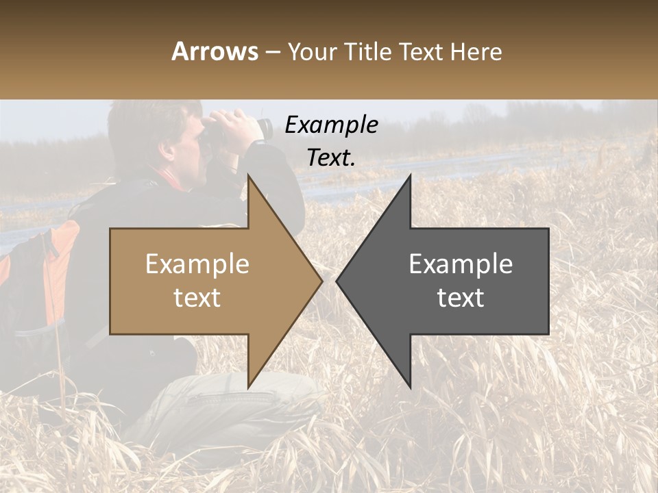 A Man Sitting In A Field Looking Through Binoculars PowerPoint Template