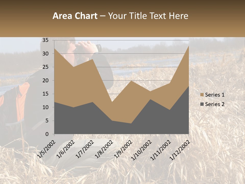 A Man Sitting In A Field Looking Through Binoculars PowerPoint Template
