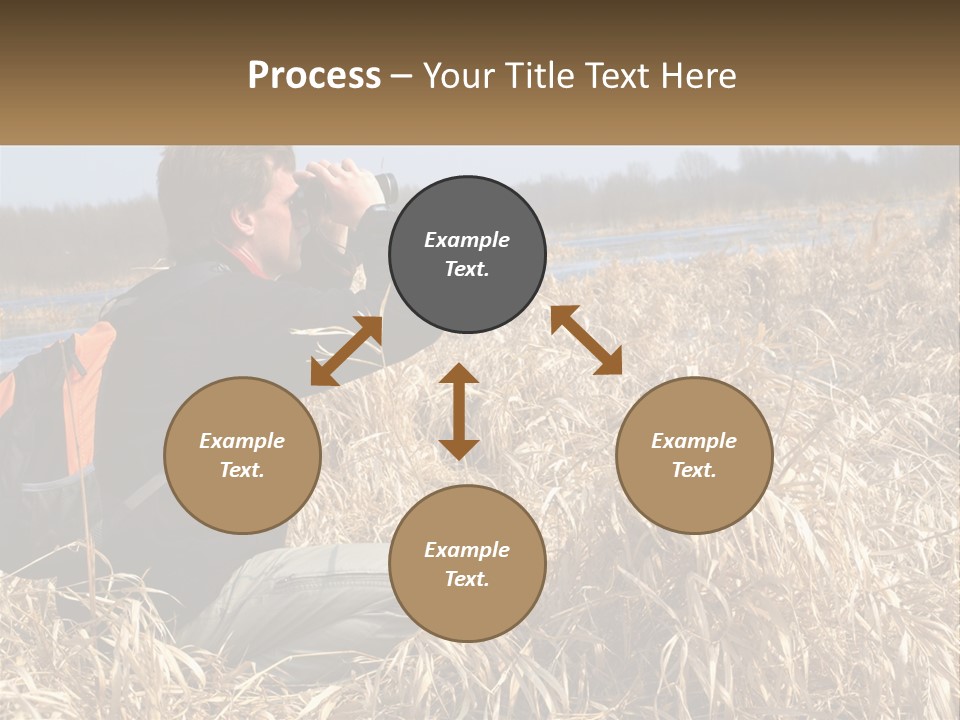 A Man Sitting In A Field Looking Through Binoculars PowerPoint Template