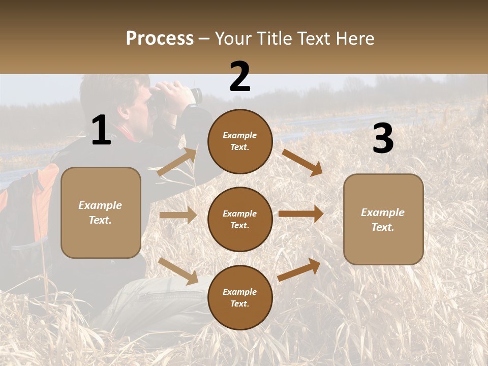 A Man Sitting In A Field Looking Through Binoculars PowerPoint Template