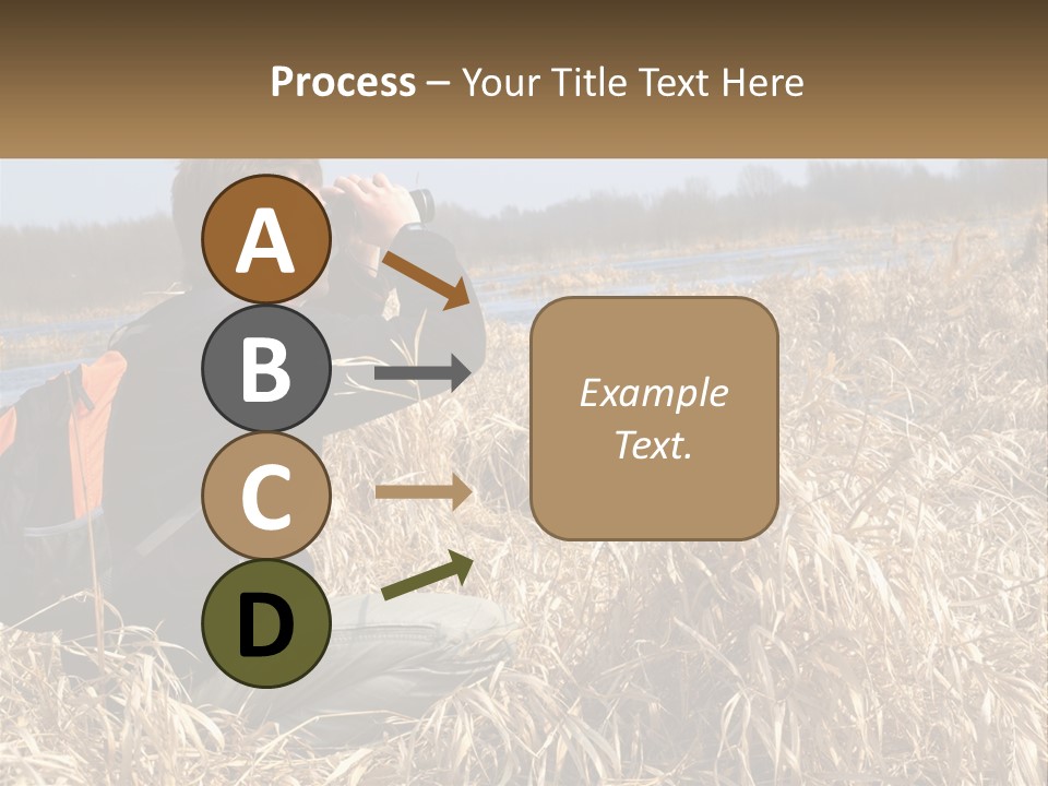 A Man Sitting In A Field Looking Through Binoculars PowerPoint Template