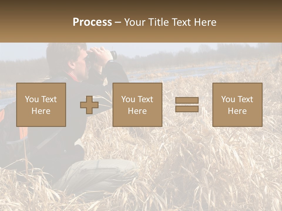 A Man Sitting In A Field Looking Through Binoculars PowerPoint Template