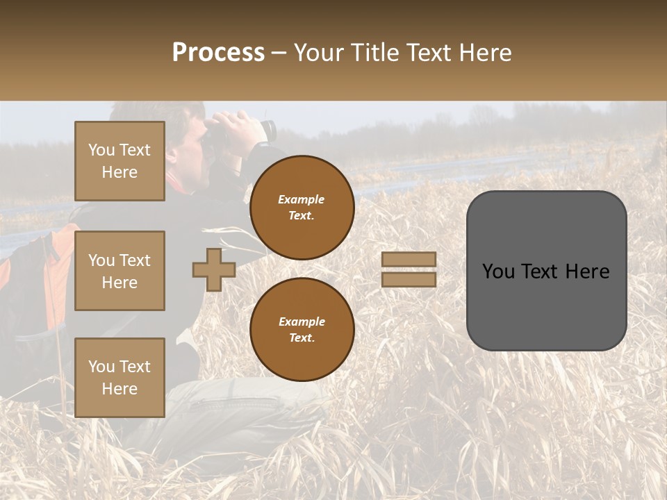 A Man Sitting In A Field Looking Through Binoculars PowerPoint Template