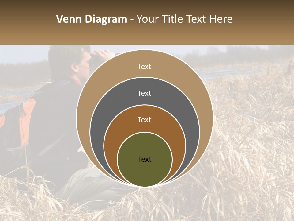 A Man Sitting In A Field Looking Through Binoculars PowerPoint Template
