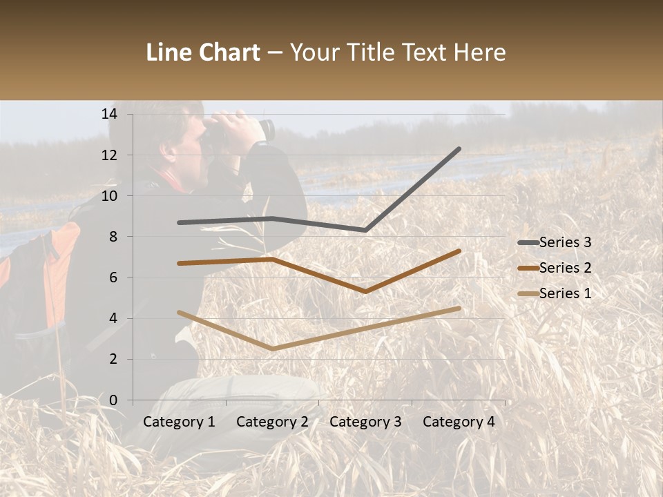 A Man Sitting In A Field Looking Through Binoculars PowerPoint Template