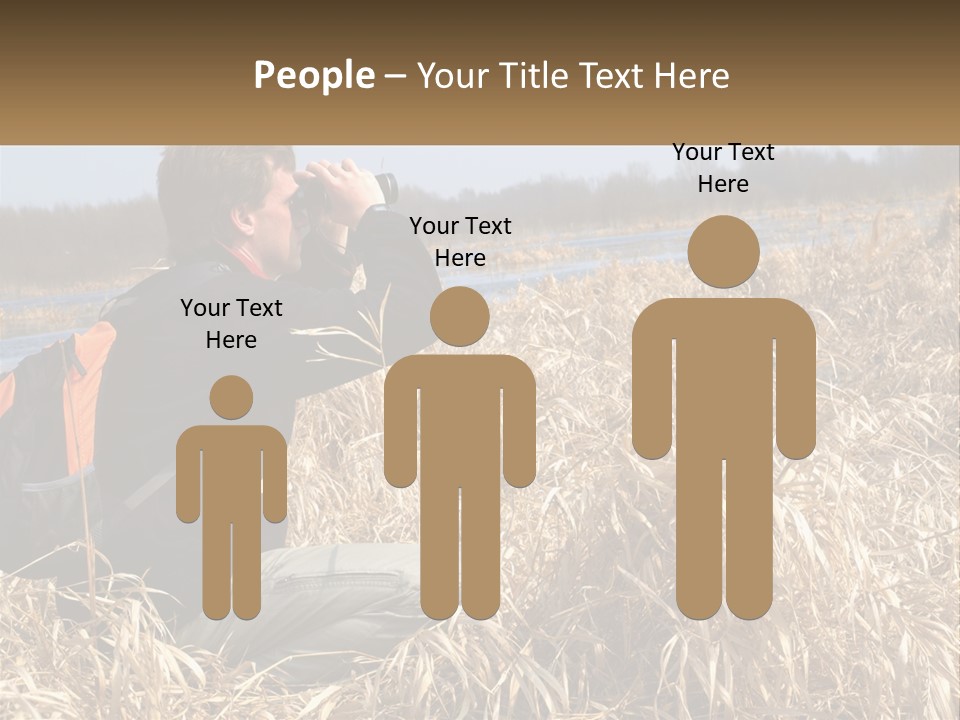 A Man Sitting In A Field Looking Through Binoculars PowerPoint Template