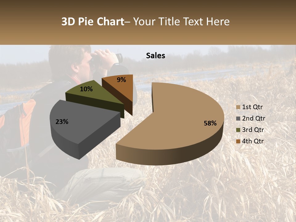 A Man Sitting In A Field Looking Through Binoculars PowerPoint Template