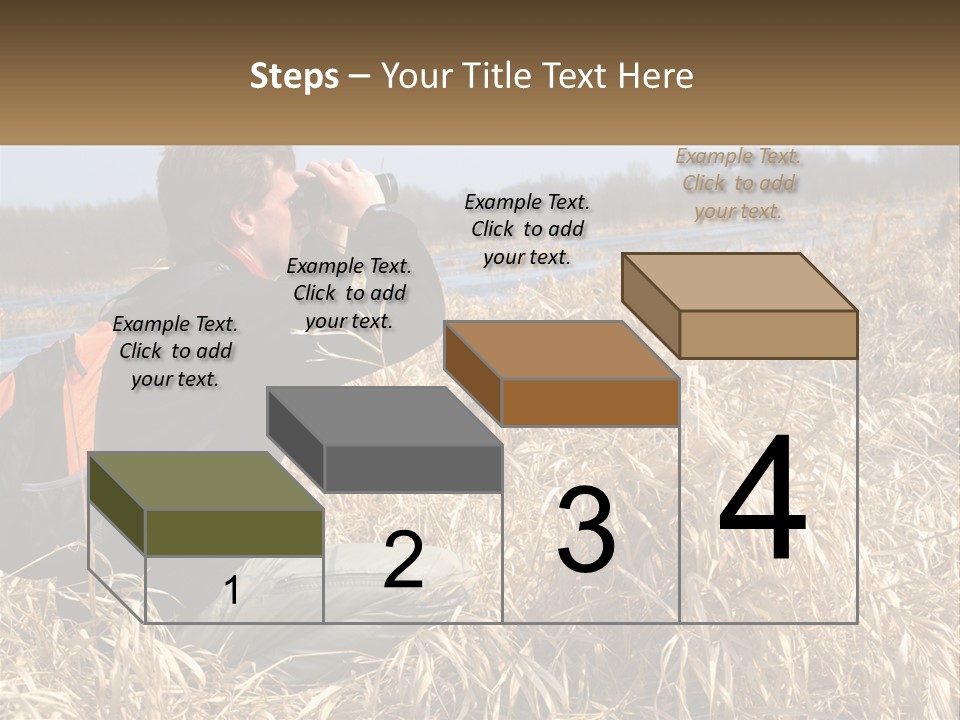 A Man Sitting In A Field Looking Through Binoculars PowerPoint Template