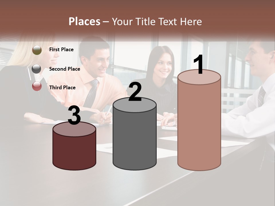 A Group Of Business People Sitting Around A Conference Table PowerPoint Template