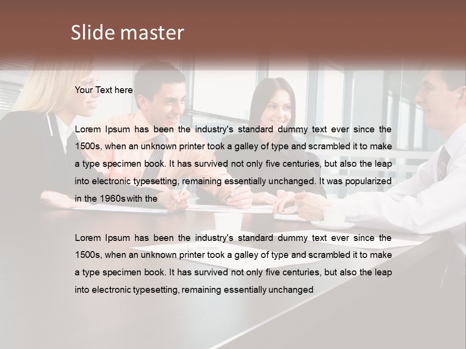A Group Of Business People Sitting Around A Conference Table PowerPoint Template